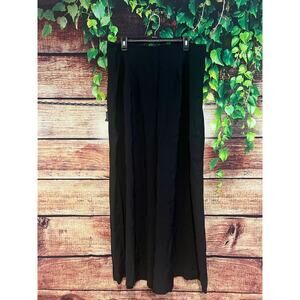 Anthropologie Wide Leg Pants Flowy Beachy Black Cotton Linen Blend Women 16 NWOT
